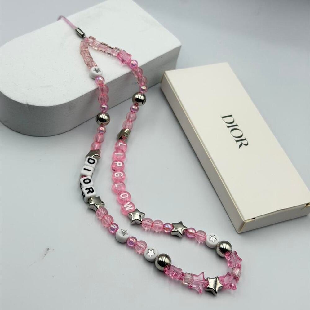 Pink and silver beaded dior